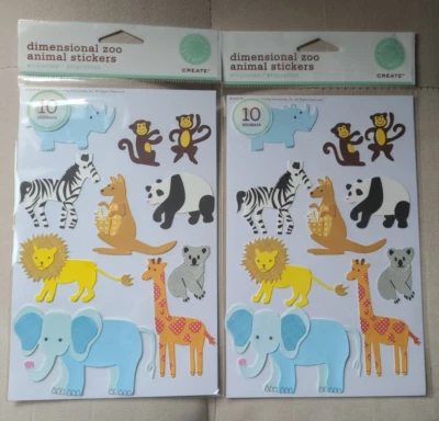 NEW Martha Stewart Stickers Dimensional Zoo Animals 2 Packs 2008 - Image 1 of 3