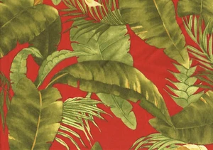 6 Yds Mill Creek Fabric Red Green Tropical Indoor/Outdoor Drapery Upholstery - Picture 1 of 2