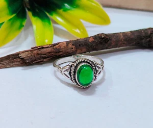Grüner Onyx Ring 925 Sterling Silber Handarbeit Ring Damen Schmuck Gr. 10 T192 - Bild 1 von 4