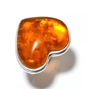 Baltic Amber 925 Sterling Silver Hear Shape Jewelry Ring Birthday Gift For Women - Picture 1 of 3