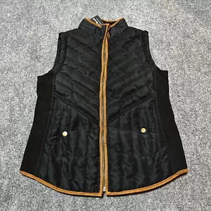 NEW Jason Maxwell Vest Womens Small Black Polyester Full Zip Pockets Casual - Picture 1 of 12