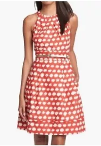 Eliza J Dress Mini Fit Flare Small Polka Dot Red White Belted Sz 14 NWT - Picture 1 of 10