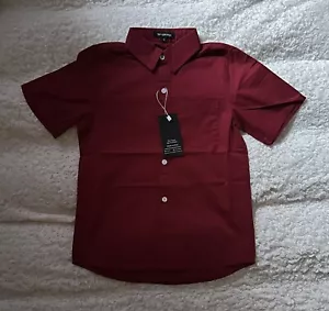 Spring & Gege Boys Burgundy Button Up Short Sleeve Sleeve Shirt Size S (5-6) - Picture 1 of 2