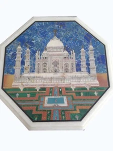 Tavolo in marmo 18" decorativo fatto a mano artigianale pietra semipreziosa Pietra Dura - Foto 1 di 1