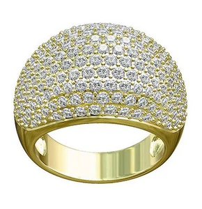 4.20 CT TW Pave Set Diamond Fashion Anniversary Ring in 14k Yellow Gold  - Picture 1 of 3