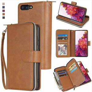 For OnePlus 5 Wallet Case 9 Card Zipper Slots Kickstand Flip Leather Phone Case - Picture 1 of 38