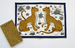 Juego de mantel y servilletas HERMES Paris Leopardo - Imagen 1 de 11