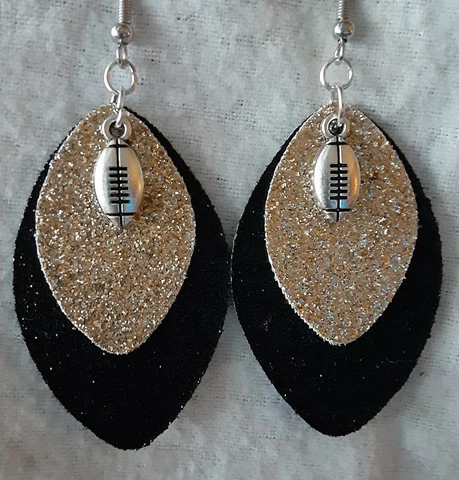 New Orleans Saints Bling Glitter Double Sided Faux Leather Earrings Cover