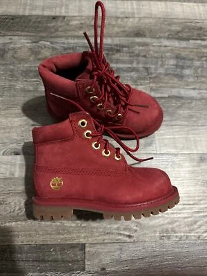 Timberland Classic In Boots Toddler Sz 7 Red Leather Waterproof Booties - Image 1 of 4
