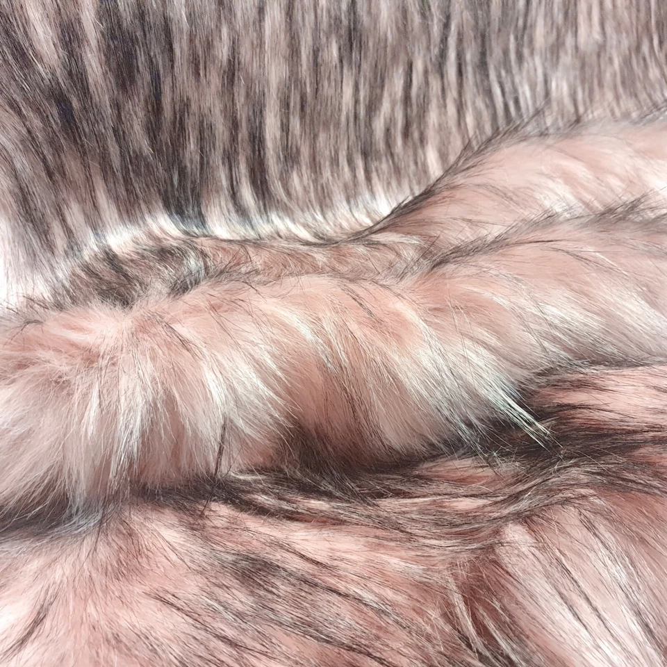 Webpelz Langhaar kuscheliges Kunstfell Stoff Fell Rosa Schwarz meliert Deko - Bild 1 von 4