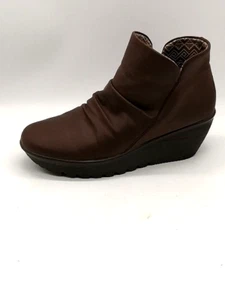 Skechers Boots Womens Brown 9.5 Ankle Bootie Shoe Side Zip Wedge Heel 48854 - Picture 1 of 10