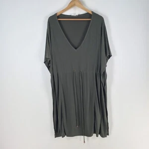 Calvin Klein womens batwing dress size M khaki green short sleeve Vneck 096998 - Picture 1 of 10