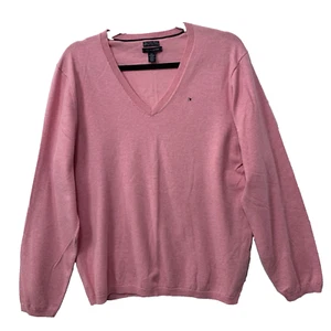Tommy Hilfiger Womans Long Sleeve V Neck Cotton Blend Sweater Pink Size XXL - Picture 1 of 9