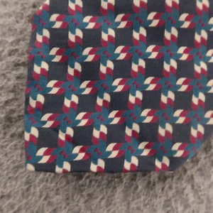 Cravatta Kenneth Cole blu geometrica 100% seta Made in Italy 3,75" - Foto 1 di 7