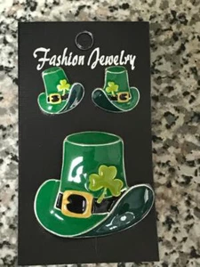 SCHÖNER SILBERFARBENER ST. PATRICKS DAY ANHÄNGER & PASSENDE OHRSTECKER - Bild 1 von 1