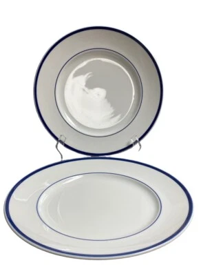 Williams Sonoma Brasserie Blue Band Dinner Chop Serving Plate * SET OF 2 * Japan - Image 1 of 4