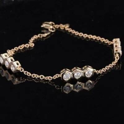 2.25 CTW Round VVS1 Moissanite Bezel 8" Tennis Bracelet 14K Yellow Gold Plated - Image 1 of 4