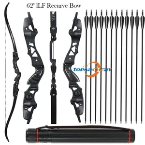 62" Archery ILF Recurve Bow 25-60lbs Competition Athletic Bow Alloy Riser Arrows - Picture 1 of 27