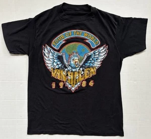 VAN HALEN TOUR OF THE WORLD 1984 ~ Vintage Concert T Shirt ~ From Detroit ~ Sz M - Picture 1 of 20