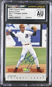 Tarjeta de bonificación clásica Best Chipper Jones #BC7 1992 roja CGC auténtica - Imagen 1 de 2