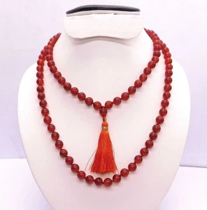 Carnelian Smooth Mala Beads,108 Beads Hand Made Mala Necklace,Prayer Beads,Yoga - Picture 1 of 4