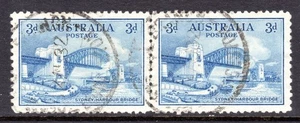 Australia Scott # 131 VF Used 1932 3 Pence Sydney Harbor Bridge Horizontal Pair - Picture 1 of 1