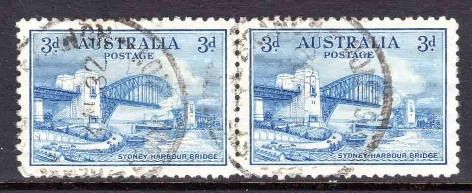Australia Scott # 131 VF Used 1932 3 Pence Sydney Harbor Bridge Horizontal Pair - Image 1 of 1