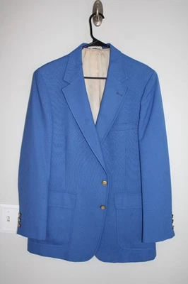 BRIGHT BLUE STAFFORD GOLD METAL BUTTON BLAZER JACKET  42R sport coat 42 REGULAR - Image 1 of 4