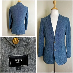 J CREW LUDLOW Jacke Blazer Sport Mantel Leinen Baumwolle Blau Chambray Gr. S 38C Ex! - Bild 1 von 15