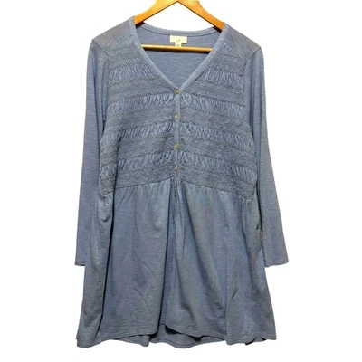 Top túnica babydoll mujer Jill XL alto azul boho calado campesino cottagecore Foto 1 de 4