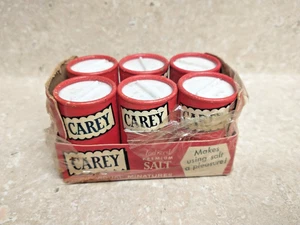 6er Set Vintage Carey Miniaturbehälter aus jodiertem Salzkarton VOLL ungeöffnet - Bild 1 von 6