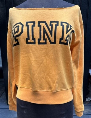 Sudadera Victoria's Secret Rosa Borde Crudo Escote Recortado Vellón Talla Pequeña Foto 1 de 4