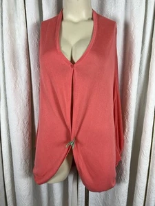 Melissa McCarthy Seven7 Cardigan Womens 2X Coral Pink Batwing Sleeves Sweater - Picture 1 of 11