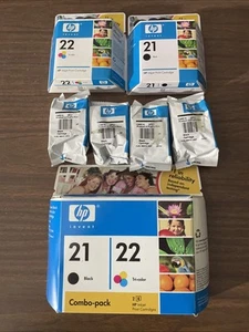 Lot Genuine HP 21 ink C9351A Black Ink Cartridges & HP 22 Color  SEALED OEM - Picture 1 of 6