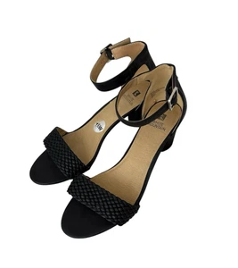 White Mountain Women's Emerie Black Heeled Sandal Braided Strap 9.5 - Picture 1 of 6