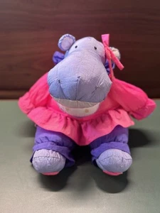 Vintage Plush Creations Inc Hippo Purple and Pink Plush Pink Bows 1991 - Picture 1 of 5