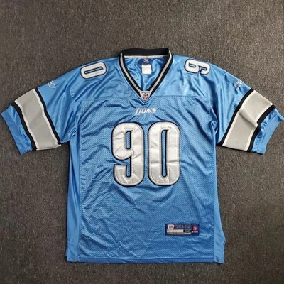 Camiseta deportiva de los Detroit Lions para hombre 52 azul Ndamukong Suh #90 Reebok fútbol americano NFL cosida Foto 1 de 4