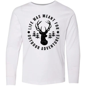 Inktastic Life Was Meant For Outdoor Adventures With Youth Long Sleeve T-Shirt - Picture 1 of 4