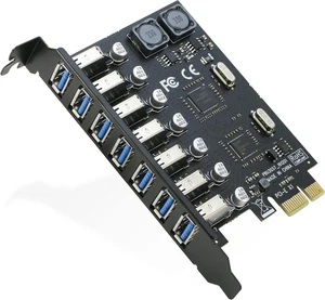 USB 3.0 Pci-E Expansion Card 7Port, RIITOP Pci-E X1 to USB 3.0 HUB Adapter 5Gbps - Picture 1 of 12