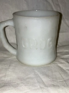 Vintage BC Comic Strip GROG Coffee Mug White Milk Glass Marathon Gas Promo Hart - Picture 1 of 4