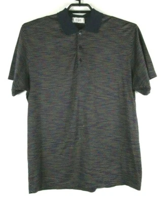 Polo Raffi Linea Uomo masculino grande S/S azul marinho com pontos coloridos - Imagem 1 de 3