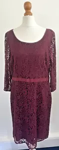 Women's, Jaeger, Lace, Shift, Dress, Size 14, Maroon, Wine, Lined, Occasion - Picture 1 of 8