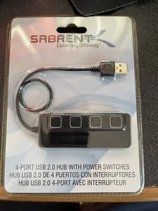 Sabrent HB-UMLS 4-Port USB 2.0 Hub with Power Switches - Black- New - Picture 1 of 3