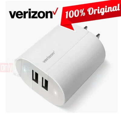 Cargador de Pared Original Verizon con Adaptador Doble USB Blanco para iPhone Galaxy iPad Foto 1 de 3
