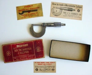 STARRETT Outside MICROMETER No 231 USA opens to 1" w/box & Instruction XLNT COND - Picture 1 of 10