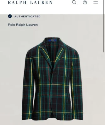 $598 Polo Ralph Lauren Small 38R Coat RRL Tartan Plaid Jacket Blazer Green RL67 - Image 1 of 4
