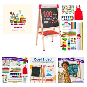 Art Easel for Kids Including 100+ Accessories - Double Sided Adjustable Woode... - Picture 1 of 10