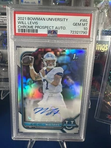 2021 Bowman U Chrome Prospects AUTO WILL LEVIS 1st RC PSA 10 GEM MINT TITANS QB! - Bild 1 von 2