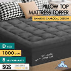 S.e. Mattress Topper Bamboo Charcoal Pillowtop Protector Cover All Sizes 7cm
