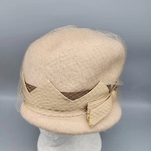 Vintage Shag Felt Hat Tan Union Made 60s - Picture 1 of 7